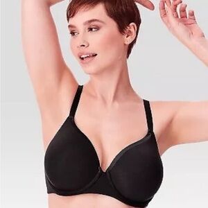 Bali Beauty Women's T-Shirt Bra Black Back Smoothing Adjustable | 42D